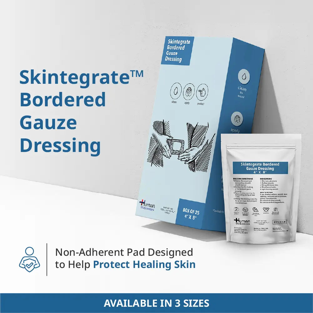 Skintegrate™ Bordered Gauze Dressing – Advanced Absorption for Lightly Draining Wounds – CelluHeal